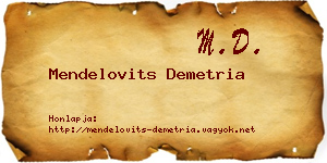 Mendelovits Demetria névjegykártya